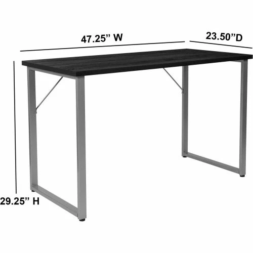 Flash Furniture Harvey Black Computer Desk with Silver Metal Frame 3 Flash Furniture Harvey Black Computer Desk with Silver Metal Frame - Image 3