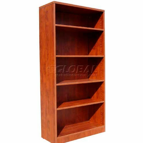 Boss 5-Shelf Bookcase, 31"W x 14"D x 65-1/2"H, Cherry 3 Boss 5-Shelf Bookcase, 31"W x 14"D x 65-1/2"H, Cherry - Image 3