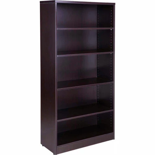 Boss 5-Shelf Bookcase, 31"W x 14"D x 65-1/2"H, Mocha 1 Boss 5-Shelf Bookcase, 31"W x 14"D x 65-1/2"H, Mocha
