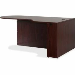 Lorell® Right Hand Desk with Peninsula - 70.9" x 41.9" x 29.5" - Mahogany - Essentials Series