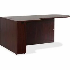 Lorell® Left Hand Desk with Peninsula - 70.9" x 41.9" x 29.5" - Mahogany - Essentials Series