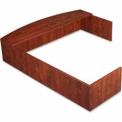 Lorell® L-Shaped Reception Counter, 76.8"W x 66"D x 14.8"H, Cherry - Essentials Series
