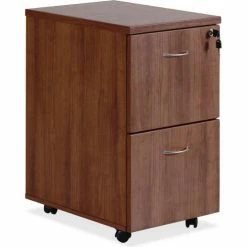 Lorell® Mobile Pedestal - 15.8" x 22" x 28.4" - Walnut - Essentials Series