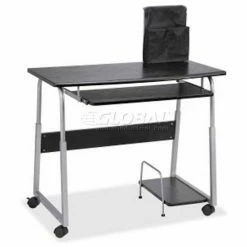 Lorell® Laminate Mobile Computer Desk, Black/Silver