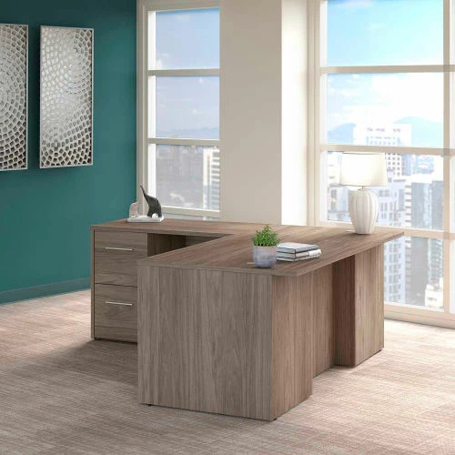 Bush Business Furniture Bush Furniture 72"W x 36"D L-Shape Desk - Double Pedestal - Modern Hickory - Office 500 Collection 2 Bush Business Furniture Bush Furniture 72"W x 36"D L-Shape Desk - Double Pedestal - Modern Hickory - Office 500 Collection - Image 2