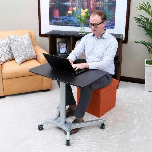 Seville Classics AIRLIFT XL Sit-Stand Mobile Desk, Espresso 6 Seville Classics AIRLIFT XL Sit-Stand Mobile Desk, Espresso - Image 6