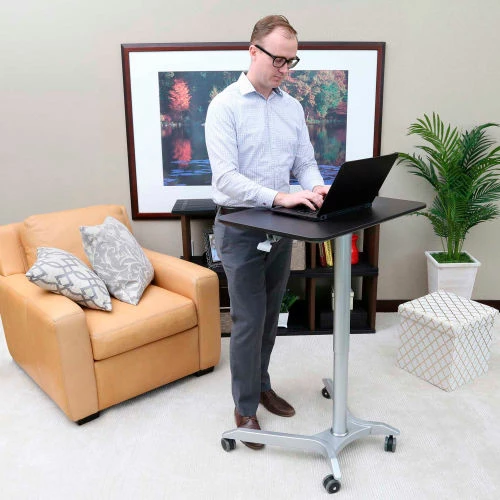 Seville Classics AIRLIFT XL Sit-Stand Mobile Desk, Espresso 7 Seville Classics AIRLIFT XL Sit-Stand Mobile Desk, Espresso - Image 7