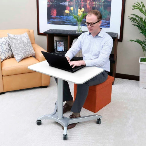 Seville Classics AIRLIFT XL Sit-Stand Mobile Desk, White 4 Seville Classics AIRLIFT XL Sit-Stand Mobile Desk, White - Image 4