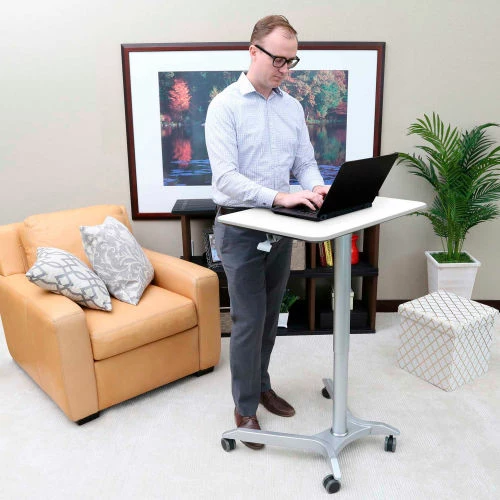 Seville Classics AIRLIFT XL Sit-Stand Mobile Desk, White 5 Seville Classics AIRLIFT XL Sit-Stand Mobile Desk, White - Image 5