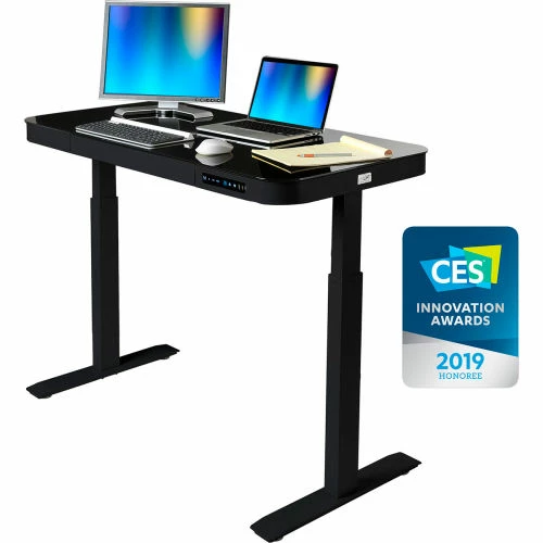 Seville Classics AIRLIFT® Tempered Glass Electric Standing Desk - 29" to 47" H - Black with Black Frame 1 Seville Classics AIRLIFT® Tempered Glass Electric Standing Desk - 29" to 47" H - Black with Black Frame
