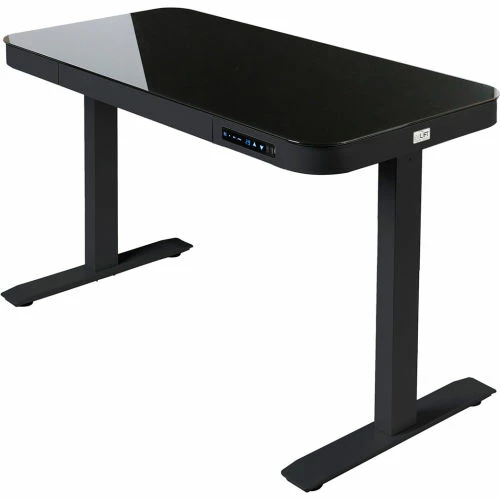 Seville Classics AIRLIFT® Tempered Glass Electric Standing Desk - 29" to 47" H - Black with Black Frame 3 Seville Classics AIRLIFT® Tempered Glass Electric Standing Desk - 29" to 47" H - Black with Black Frame - Image 3