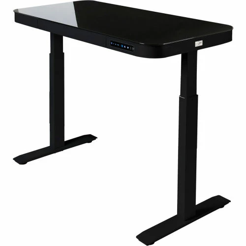 Seville Classics AIRLIFT® Tempered Glass Electric Standing Desk - 29" to 47" H - Black with Black Frame 4 Seville Classics AIRLIFT® Tempered Glass Electric Standing Desk - 29" to 47" H - Black with Black Frame - Image 4