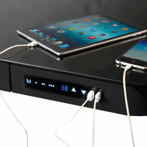 Seville Classics AIRLIFT® Tempered Glass Electric Standing Desk - 29" to 47" H - Black with Black Frame 9 Seville Classics AIRLIFT® Tempered Glass Electric Standing Desk - 29" to 47" H - Black with Black Frame - Image 9