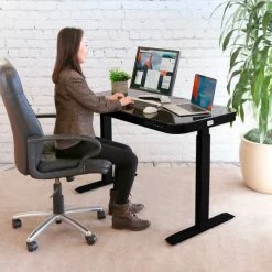 Seville Classics AIRLIFT® Tempered Glass Electric Standing Desk - 29" to 47" H - Black with Black Frame 24 Seville Classics AIRLIFT® Tempered Glass Electric Standing Desk - 29" to 47" H - Black with Black Frame -Outlet Desks & Workstations Store OFF65871 10