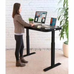 Seville Classics AIRLIFT® Tempered Glass Electric Standing Desk - 29" to 47" H - Black with Black Frame 25 Seville Classics AIRLIFT® Tempered Glass Electric Standing Desk - 29" to 47" H - Black with Black Frame -Outlet Desks & Workstations Store OFF65871 11