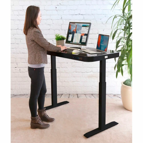 Seville Classics AIRLIFT® Tempered Glass Electric Standing Desk - 29" to 47" H - Black with Black Frame 12 Seville Classics AIRLIFT® Tempered Glass Electric Standing Desk - 29" to 47" H - Black with Black Frame - Image 12