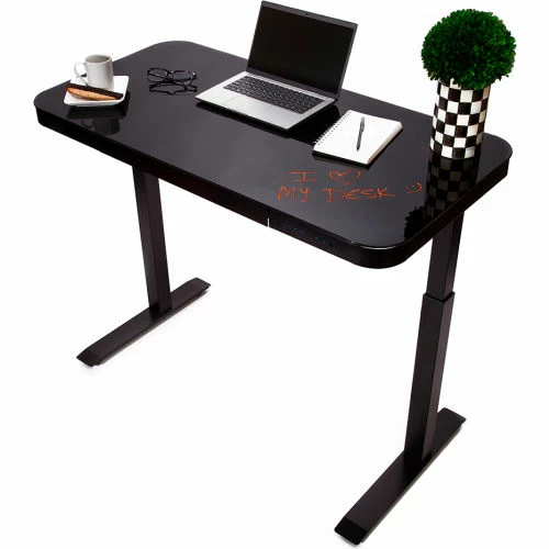 Seville Classics AIRLIFT® Tempered Glass Electric Standing Desk - 29" to 47" H - Black with Black Frame 13 Seville Classics AIRLIFT® Tempered Glass Electric Standing Desk - 29" to 47" H - Black with Black Frame - Image 13