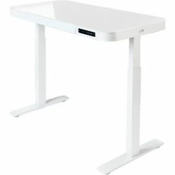 Seville Classics AIRLIFT® Tempered Glass Electric Standing Desk - 29" to 47" H - White with White Frame -Outlet Desks & Workstations Store OFF65873 03