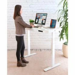 Seville Classics AIRLIFT® Tempered Glass Electric Standing Desk - 29" to 47" H - White with White Frame -Outlet Desks & Workstations Store OFF65873 10