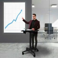 Seville Classics Airlift® XL Sit-Stand Mobile Desk with Cup Holder, Black -Outlet Desks & Workstations Store OFF65903 studentdesk black lifestyle office2200