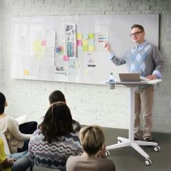 Seville Classics Airlift® XL Sit-Stand Mobile Desk with Cup Holder, White -Outlet Desks & Workstations Store OFF65904 studentdesk white lifestyle classroom2200