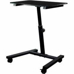 Seville Classics airLIFT® Tempered Glass Mobile Laptop Desk Cart, Black