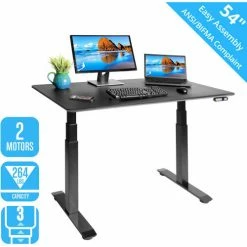 Seville Classics AIRLIFT™ S3 Electric Height Adjust Desk - 54"W x 28"D x 25.6"-51.4"H - Black with Black Frame -Outlet Desks & Workstations Store OFFK65818 03