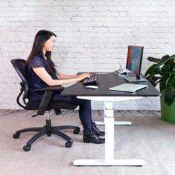 Seville Classics AIRLIFT™ S3 Electric Height Adjust Desk - 54"W x 28"D x 25.6"-51.4"H - Black with White Frame -Outlet Desks & Workstations Store OFFK65819 2