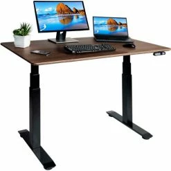 Seville Classics AIRLIFT™ S3 Electric Height Adjust Desk - 54"W x 28"D x 25.6"-51.4"H - Walnut with Black Frame -Outlet Desks & Workstations Store OFFK65826 03