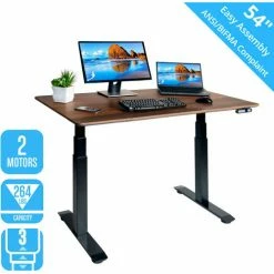 Seville Classics AIRLIFT™ S3 Electric Height Adjust Desk - 54"W x 28"D x 25.6"-51.4"H - Walnut with Black Frame -Outlet Desks & Workstations Store OFFK65826 04