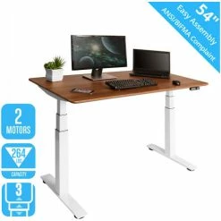 Seville Classics AIRLIFT™ S3 Electric Height Adjust Desk - 54"W x 28"D x 25.6"-51.4"H - Walnut with White Frame -Outlet Desks & Workstations Store OFFK65827 03