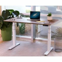 Seville Classics AIRLIFT™ S3 Electric Height Adjust Desk - 54"W x 28"D x 25.6"-51.4"H - Walnut with White Frame -Outlet Desks & Workstations Store OFFK65827 05