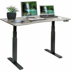 Seville Classics AIRLIFT™ Electric Height Adjust Desk - 54"W x 28"D x 25.6"-51.4"H - Ashwood with Black Frame -Outlet Desks & Workstations Store OFFK66001 03