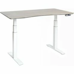Seville Classics AIRLIFT™ Electric Height Adjust Desk - 54"W x 28"D x 25.6"-51.4"H - Ashwood with White Frame