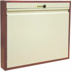 Omnimed® Elite Full Size Wood Frame Wall Desk, Manual Close, Key Lock, Beige/Cherry