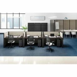 Interion By Global Industrial Interion® Open Plan Office Desk - 72"W x 30"D x 29"H - Charcoal Top with Black Legs -Outlet Desks & Workstations Store Open Desk Lifestyle Weathered Charcoal Top Panel System Call Center hri
