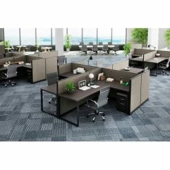 Interion By Global Industrial Interion® 2 Drawer Box/File Pedestal - Charcoal with Gray Cushion Top -Outlet Desks & Workstations Store Open Desk Lifestyle Weathered Charcoal Top Panel System hri 4