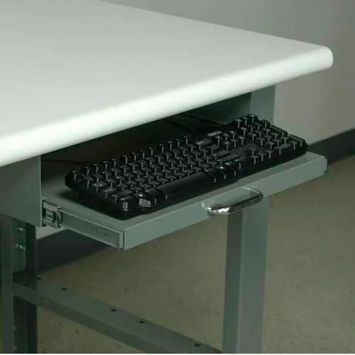 Stackbin Mobile Computer Station with Monitor Arm, 36"W x 24"D x 33-1/2"H, Blue 2 Stackbin Mobile Computer Station with Monitor Arm, 36"W x 24"D x 33-1/2"H, Blue - Image 2