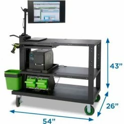 Newcastle Systems PC Series Mobile Powered Workstation, 54"W x 26"D, 100AH SLA Battery -Outlet Desks & Workstations Store PC SERIES DimsB