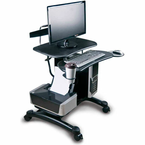 Aidata PCC004P Sit/Stand Mobile PC Workstation, Black 2 Aidata PCC004P Sit/Stand Mobile PC Workstation, Black - Image 2