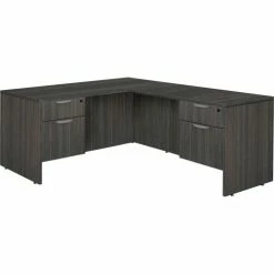 Regency Legacy Double Pedestal L-Desk with Four Drawers, 66", Ash Grey