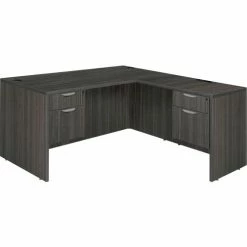 Regency Legacy 71" Double Pedestal L-Desk with 35" Return, Ash Grey