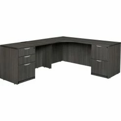 Regency Legacy 71" Double Full Pedestal Left Corner Credenza, Ash Grey