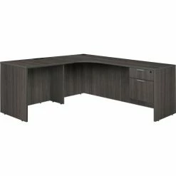 Regency Legacy 71" Single Pedestal Left Corner Credenza with 35" Return, Ash Grey