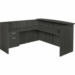 Regency Legacy Single Pedestal Reception Desk, Ash Grey
