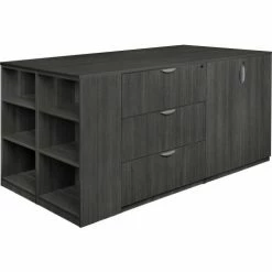 Regency Legacy Stand Up 2 Storage Cabinet/ 2 Lateral File Quad with Bookcase End, Ash Grey