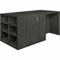 Regency Legacy Stand Up 2 Storage Cabinet/ 2 Desk Quad with Bookcase End, Ash Grey