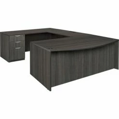 Regency Legacy 71" Bow Front Double Full Pedestal U-Desk, Ash Grey