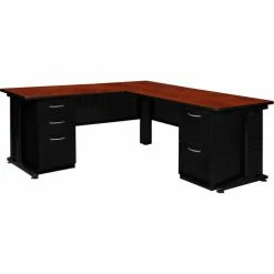 Regency Fusion L Shaped Desk w/ Double Pedestal Drawer, 72"W x 78"D x 29"H, Cherry -Outlet Desks & Workstations Store RES MLD663042CH