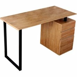 Techni Mobili Computer Desk with Storage and File Cabinet, 47-1/4"W x 23-1/2"D x 30-1/4"H, Pine